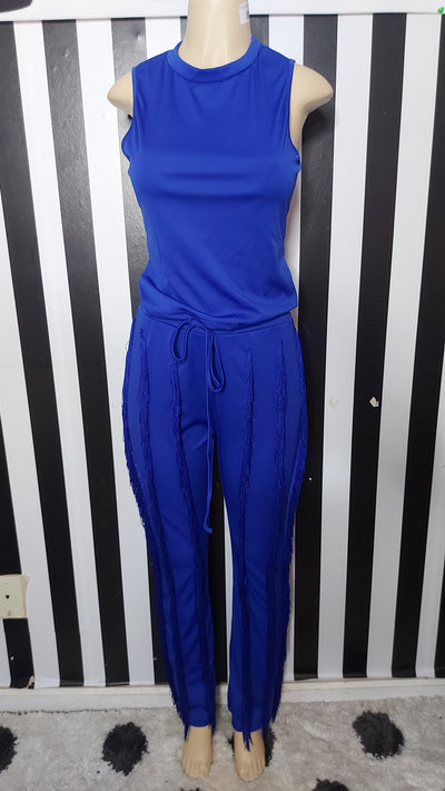 2pc Blue Fringe Set