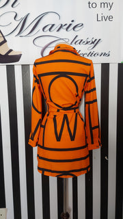 NWOR Orange Black Belted or Dress Top