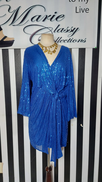 Double Crazy Cobalt Blue Sequin NWOT